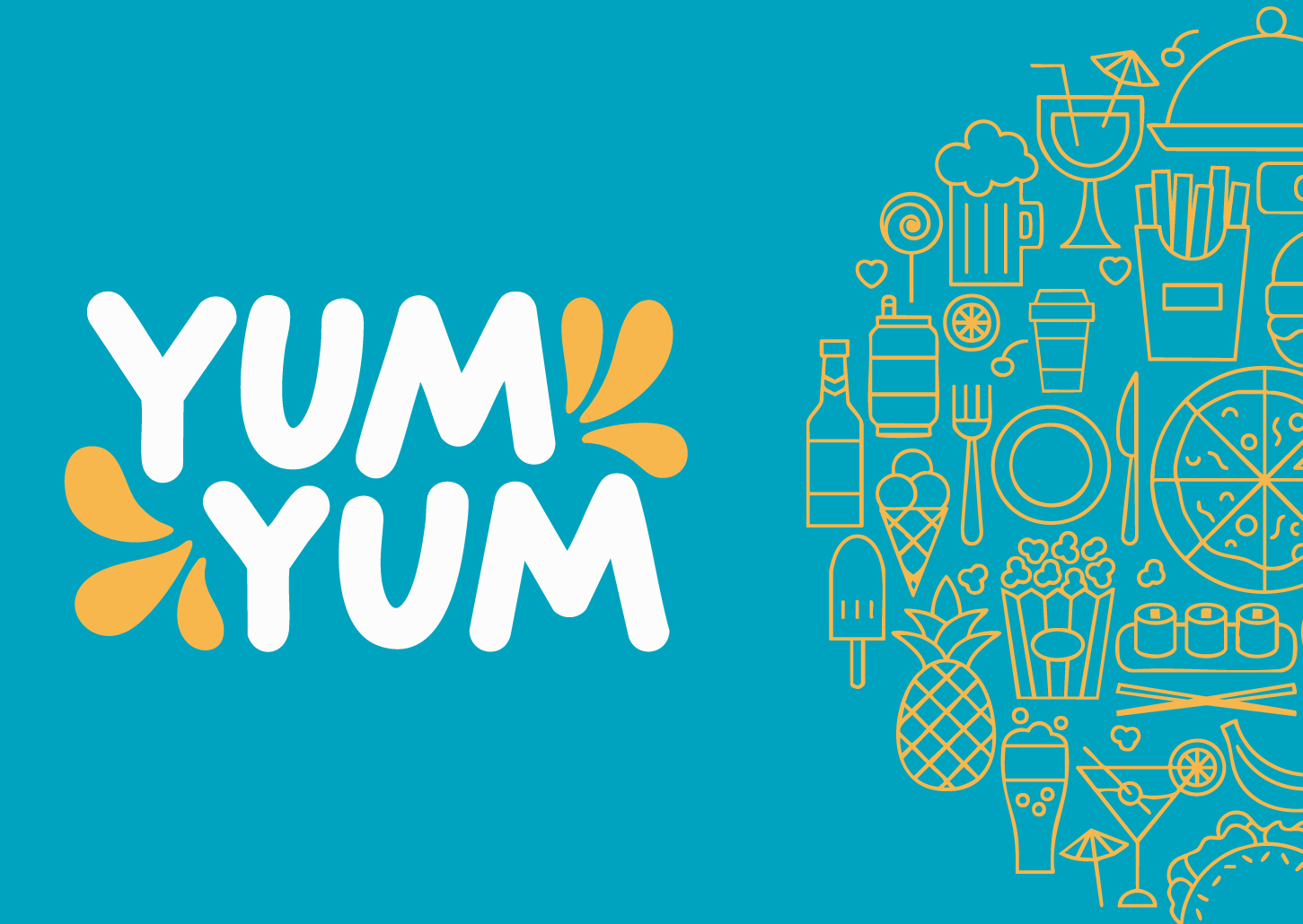 Colorful image with the text "yum"