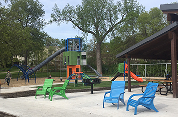New playground equipment and chairs installed in 2019 at East Medicine Lake Park