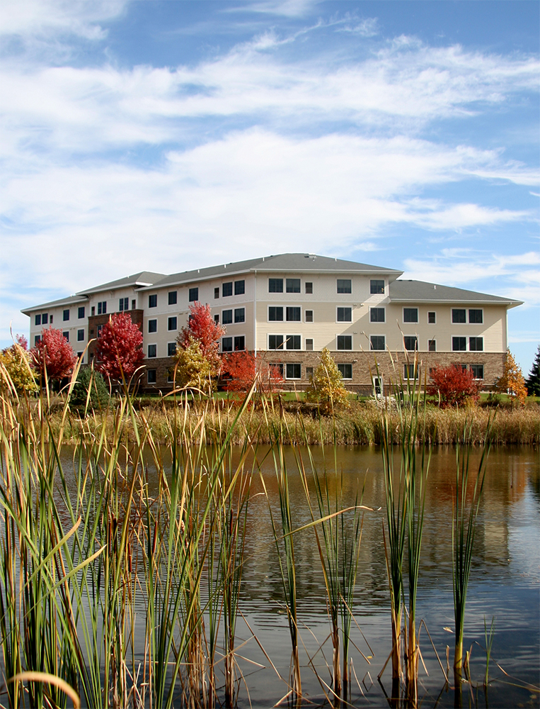 Step outdoors for a peaceful stroll around the pond